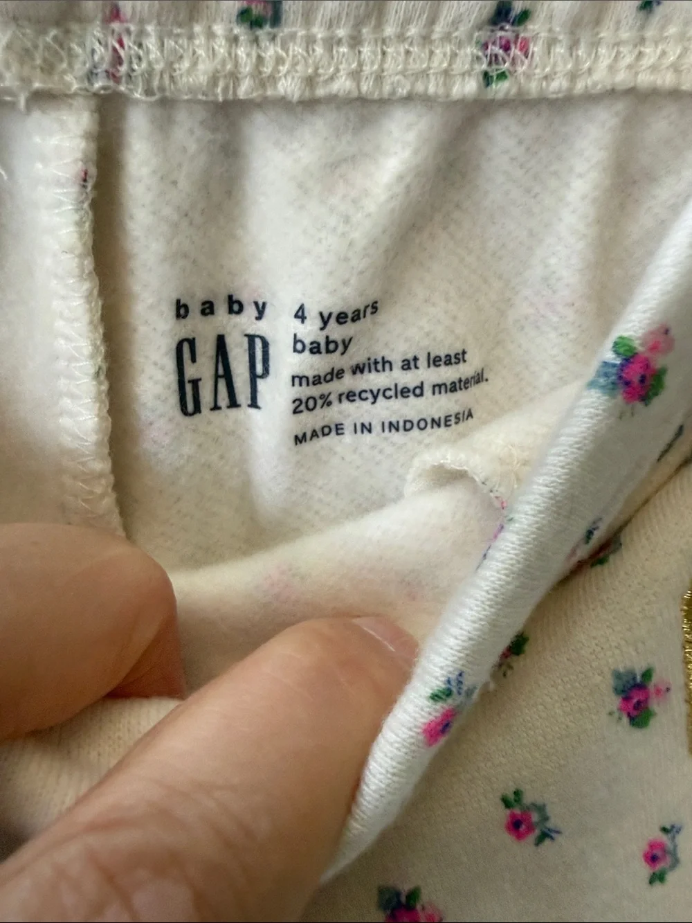 GAP Cream Floral Kids Sweatpants Pants